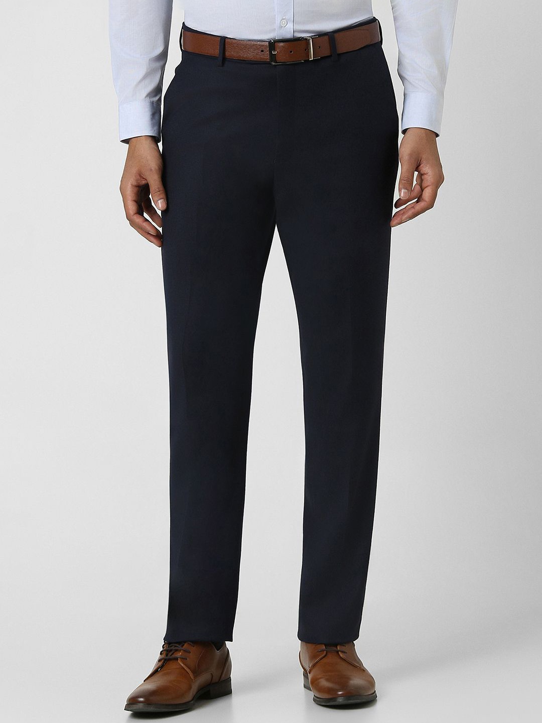 

Van Heusen Men Mid-Rise Slim Fit Formal Trousers, Navy blue