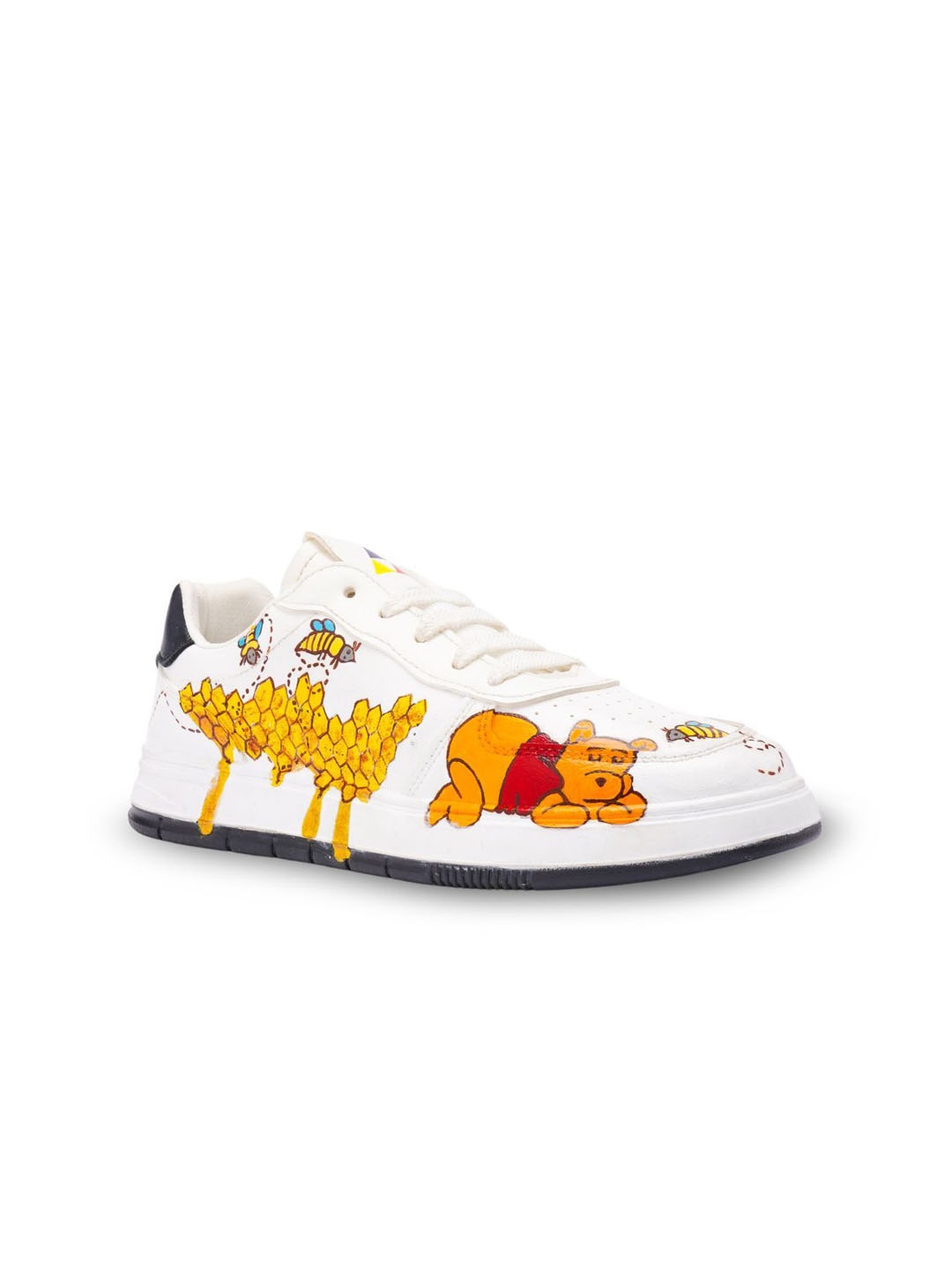 

Colour Kicks Women Honey Bear Handpainted Lace-Ups Sneakers, Yellow