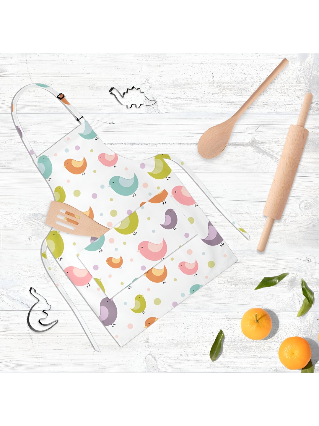 

ArtzFolio White & Pink Printed Cotton Apron