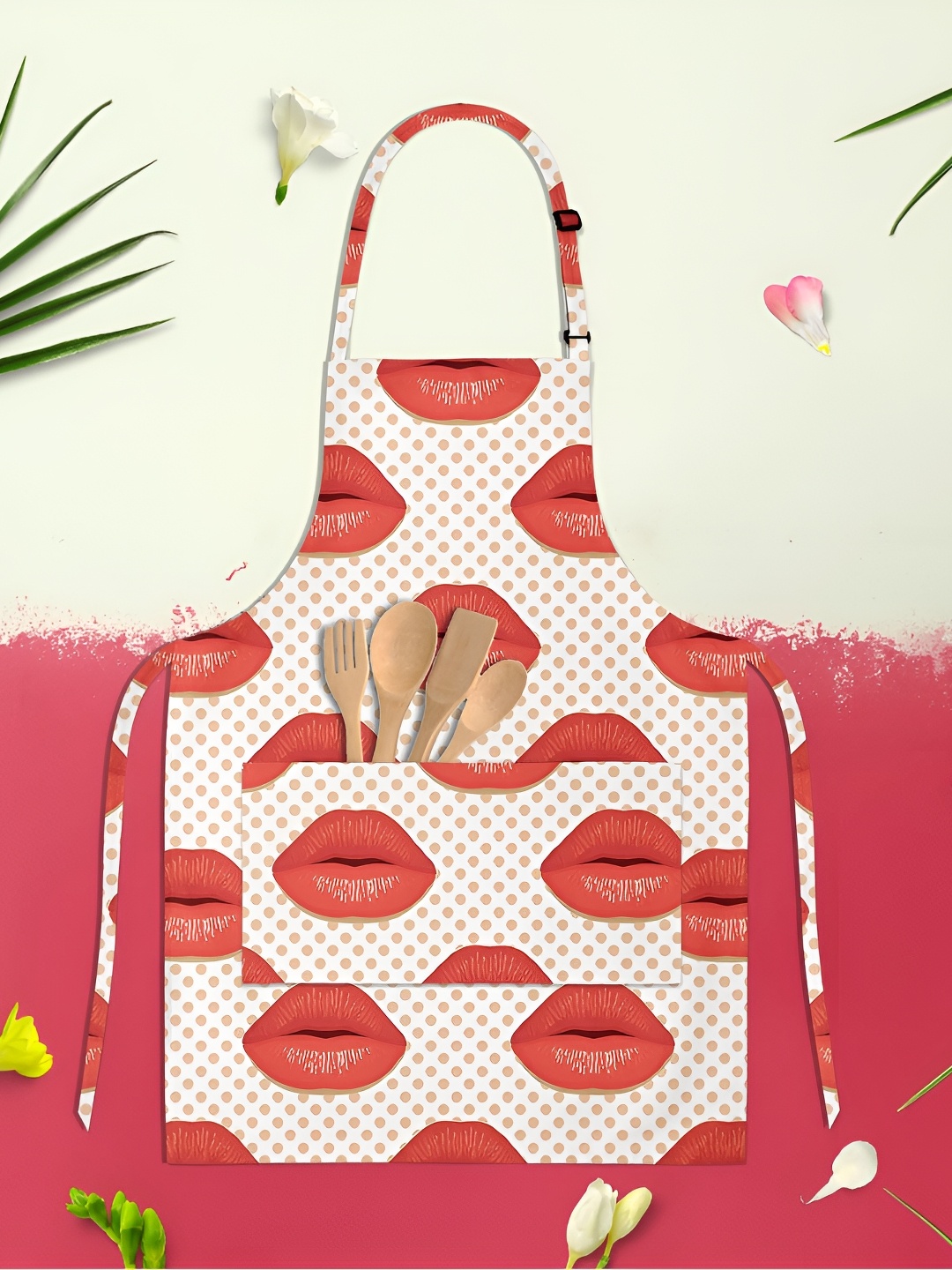 

ArtzFolio White & Red Printed Cotton Aprons