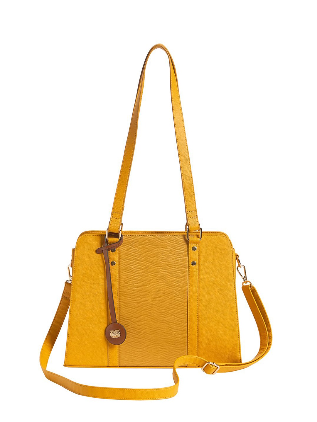 

Chumbak Women Textured Structured Shoulder Bag, Mustard