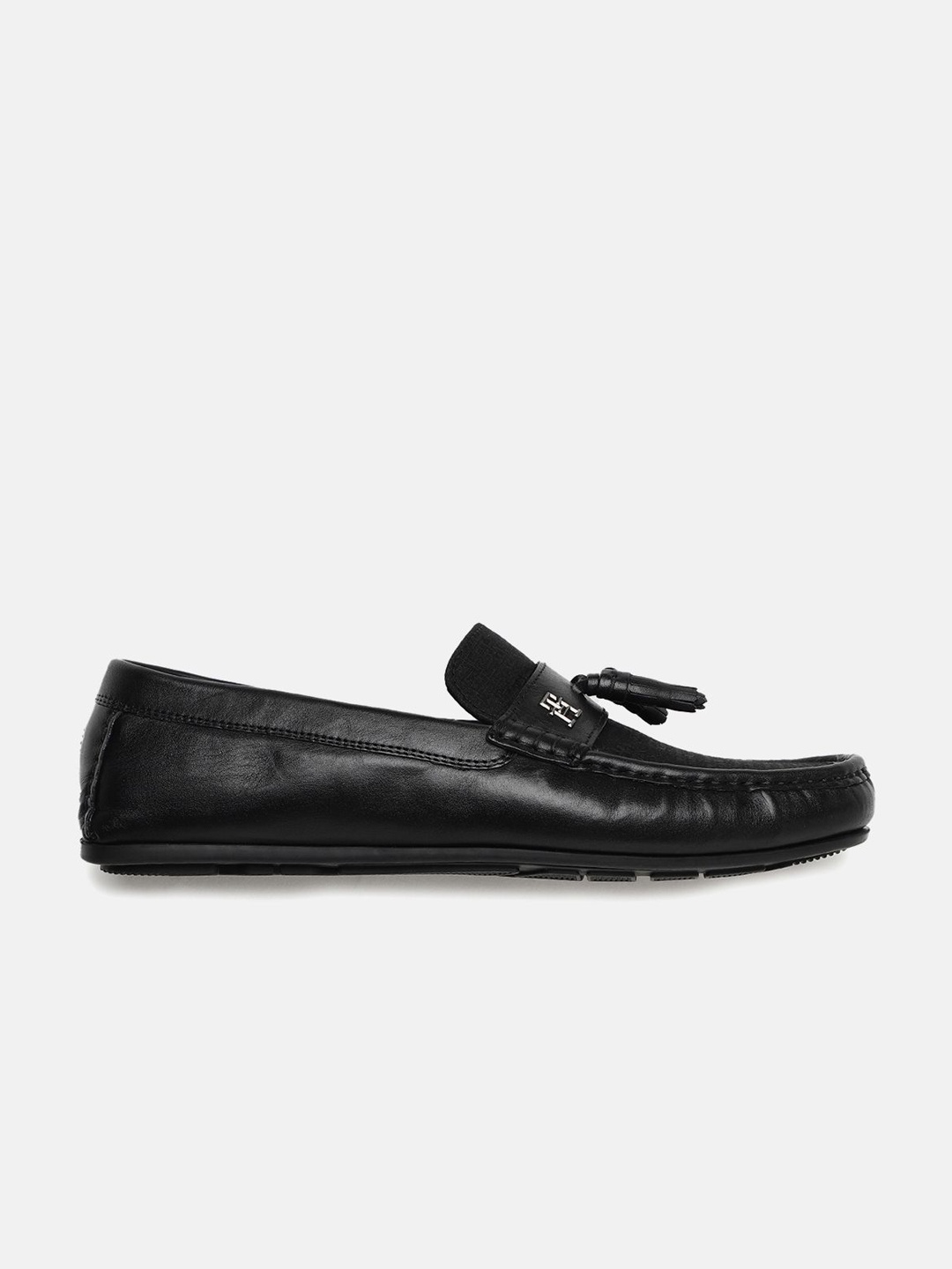 

Tommy Hilfiger Men Leather Square Toe Slip-On Sneakers, Black