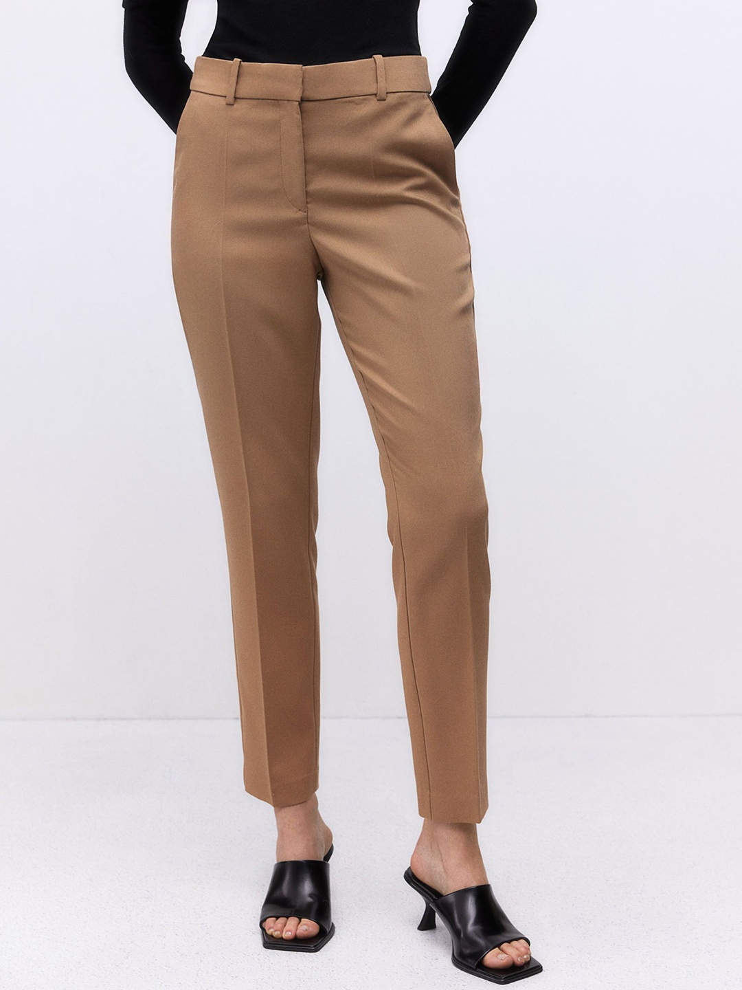 

H&M Women Cigarette Trousers, Khaki