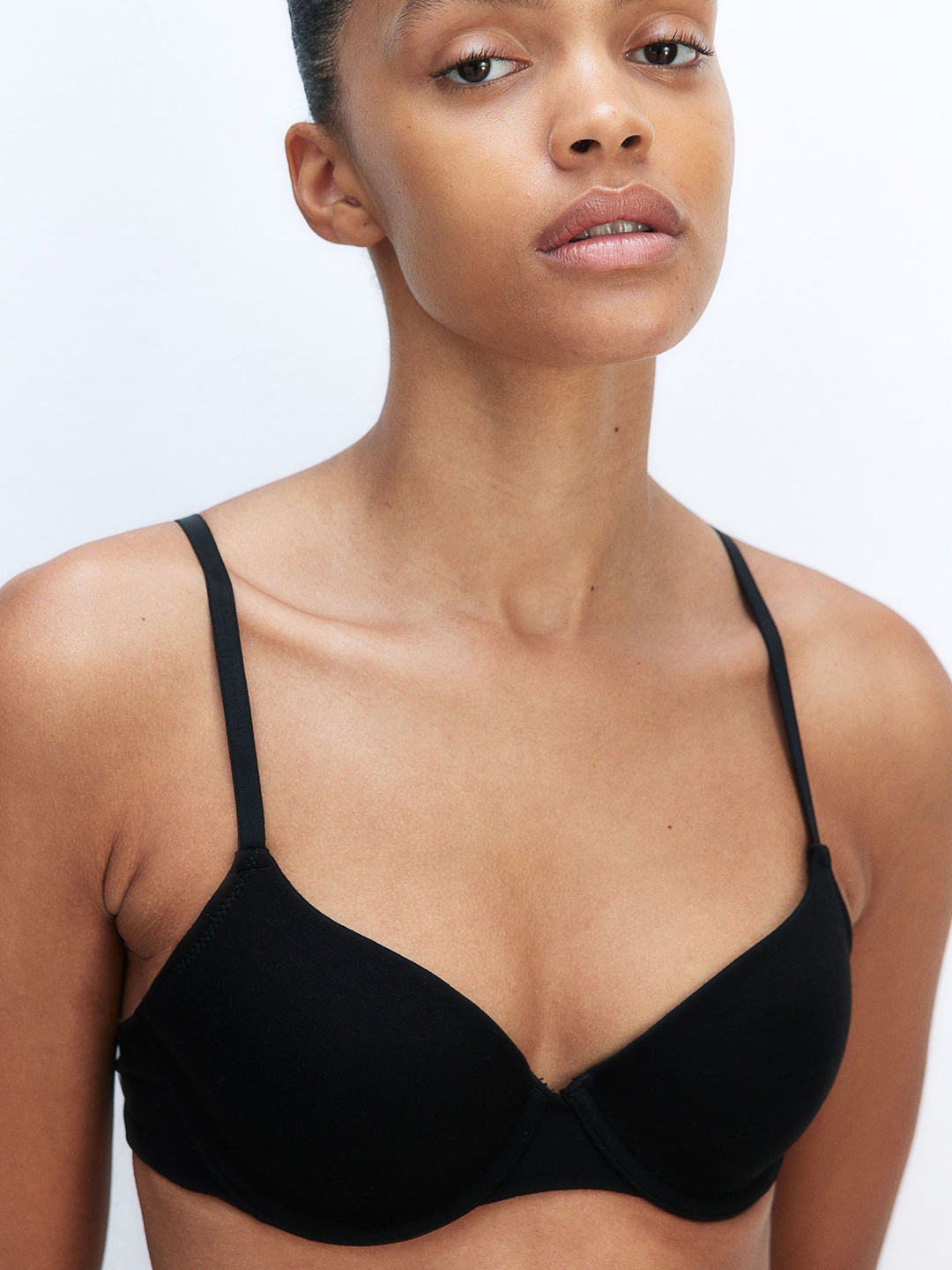 

H&M Padded Underwired Cotton Bra, Black