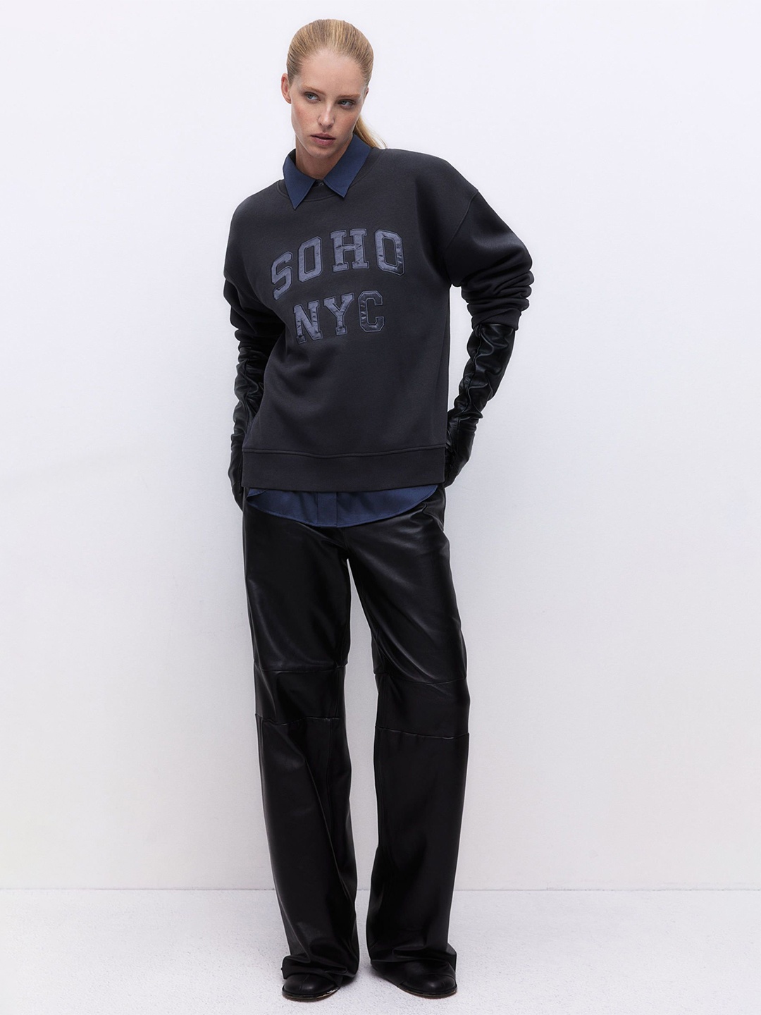 

H&M Motif-Detail Sweatshirt, Navy blue