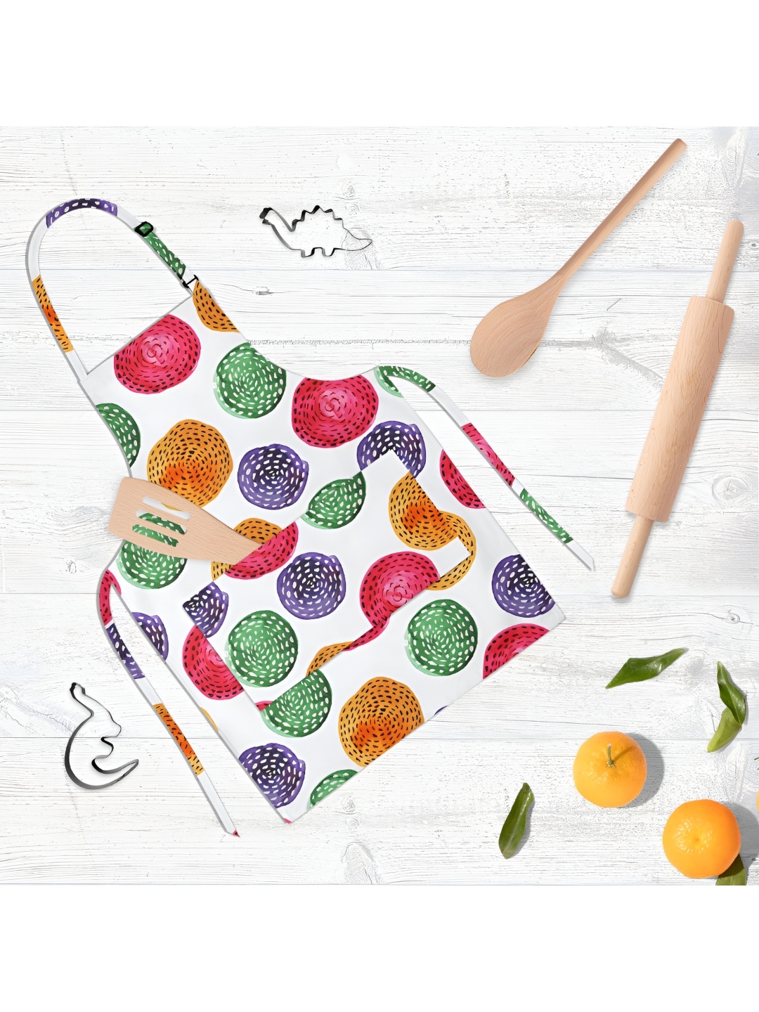 

ArtzFolio White & Green Printed Cotton Aprons