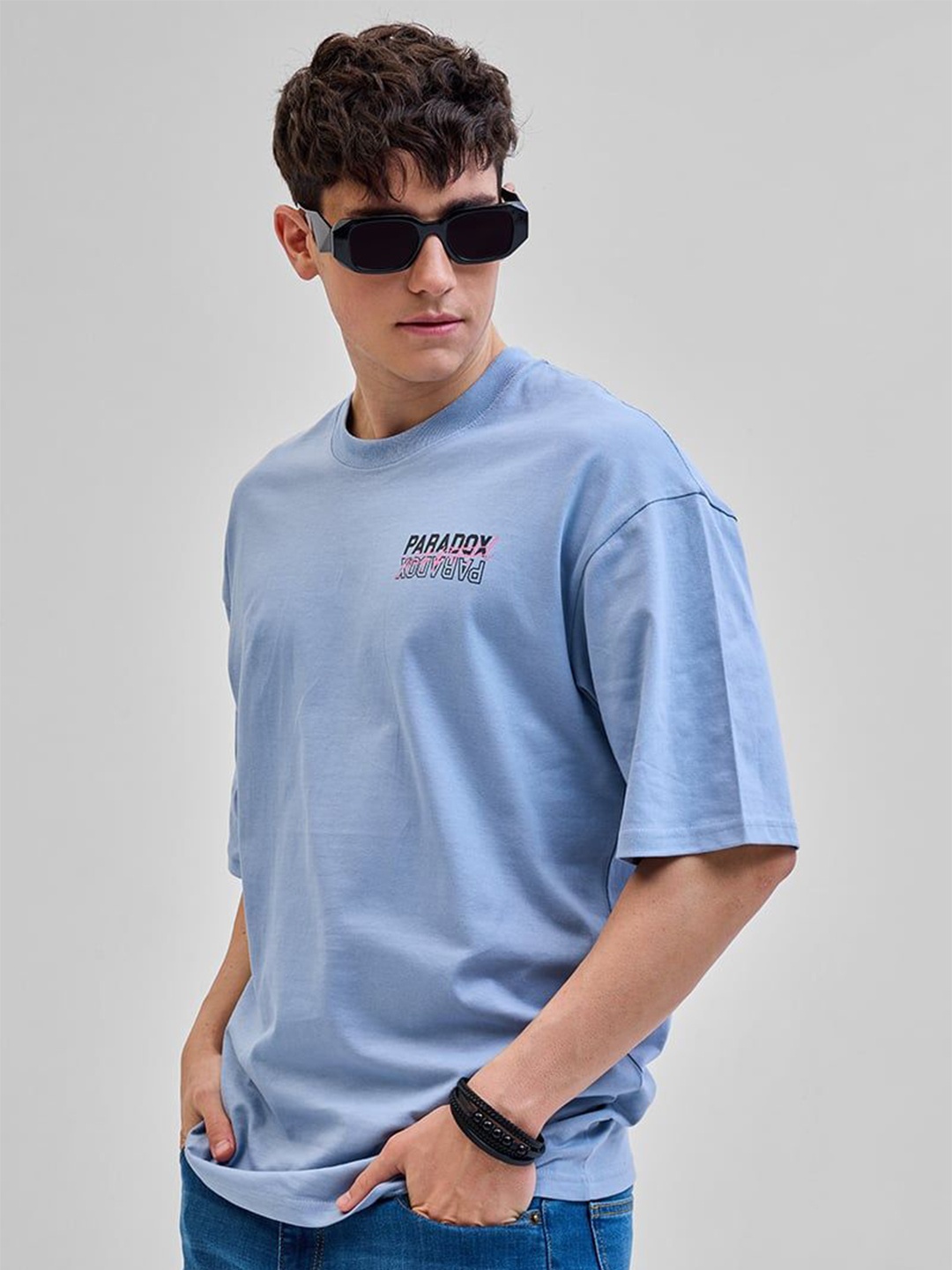 

Snitch Graphic Printed Round Neck Cotton Baggy T-shirt, Blue