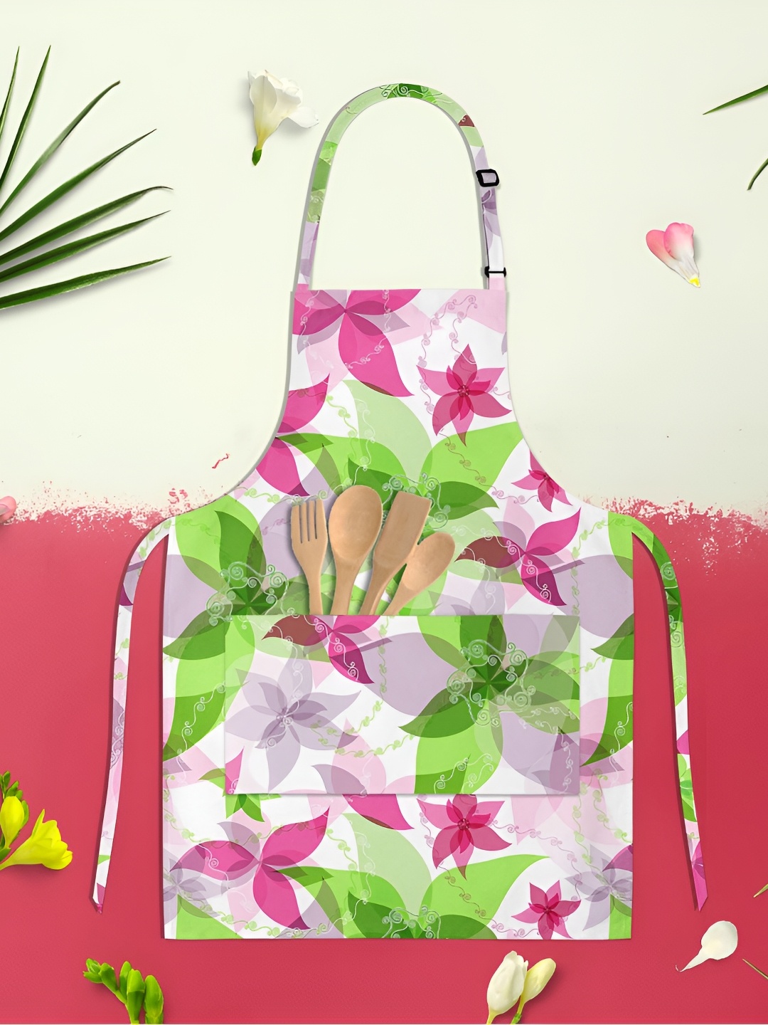 

ArtzFolio White & Pink Printed Cotton Aprons