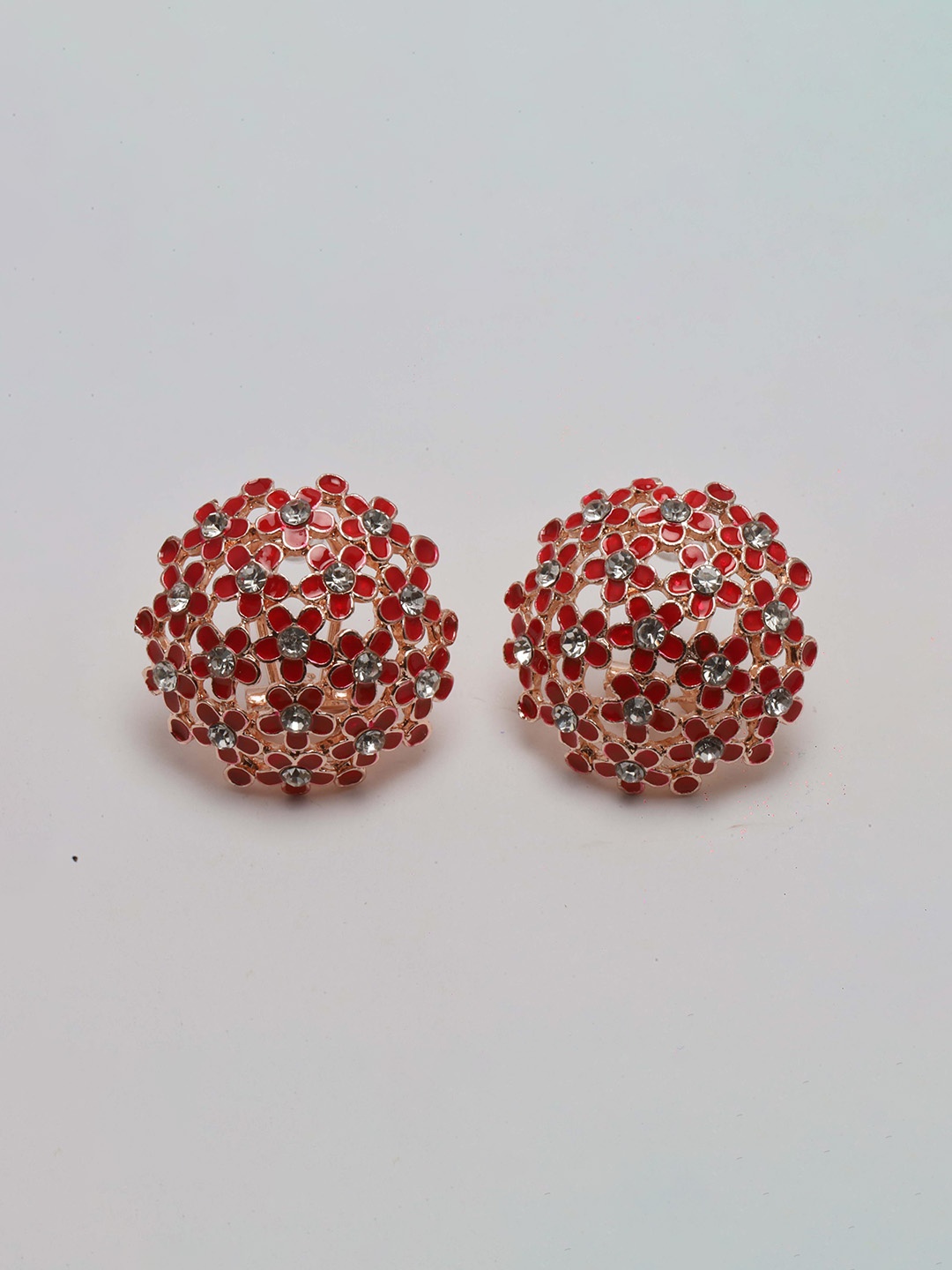 

Maansh Rose Gold Plated Stone Studded Floral Studs