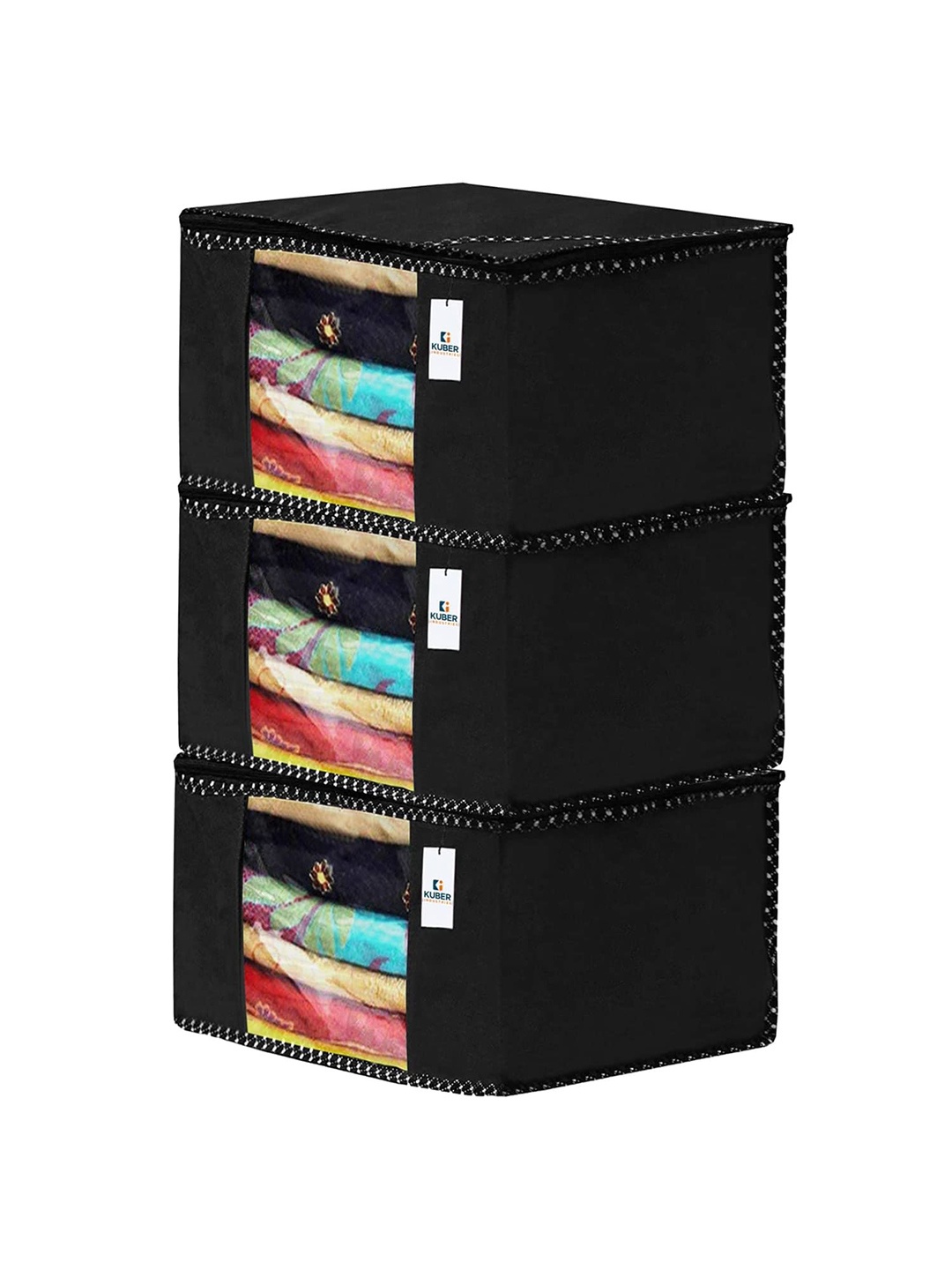 

Kuber Industries Black 3 Pieces Drawer Organiser