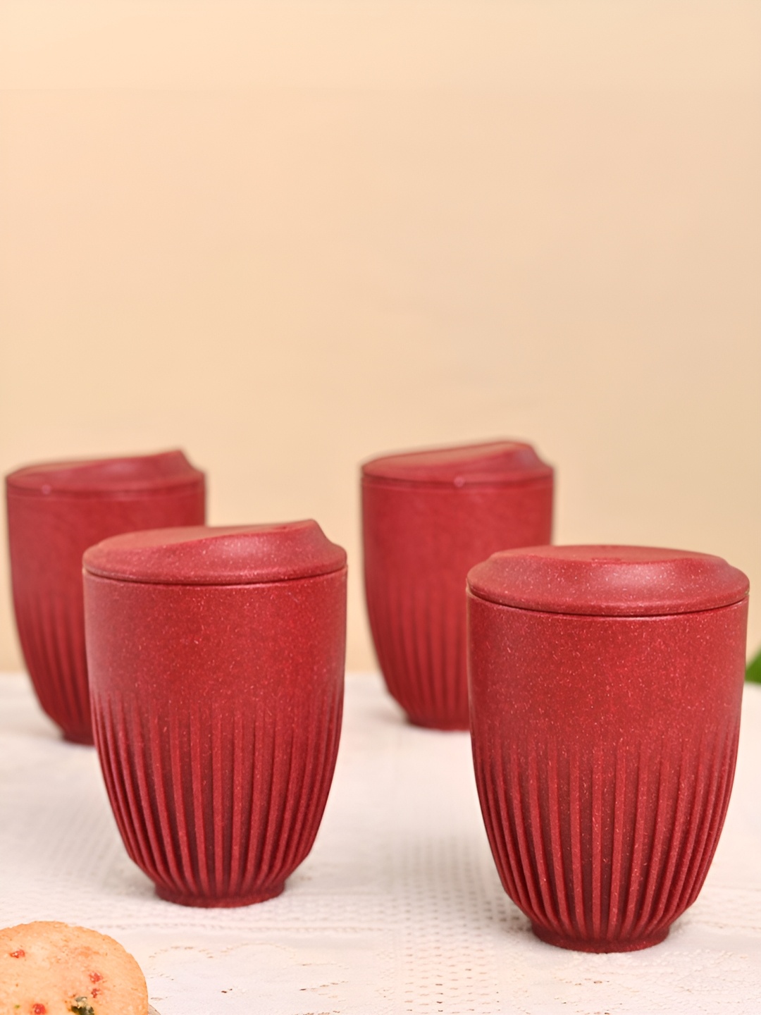 

eha Coral 4 Pieces Textured Matte Mugs 350 ml each