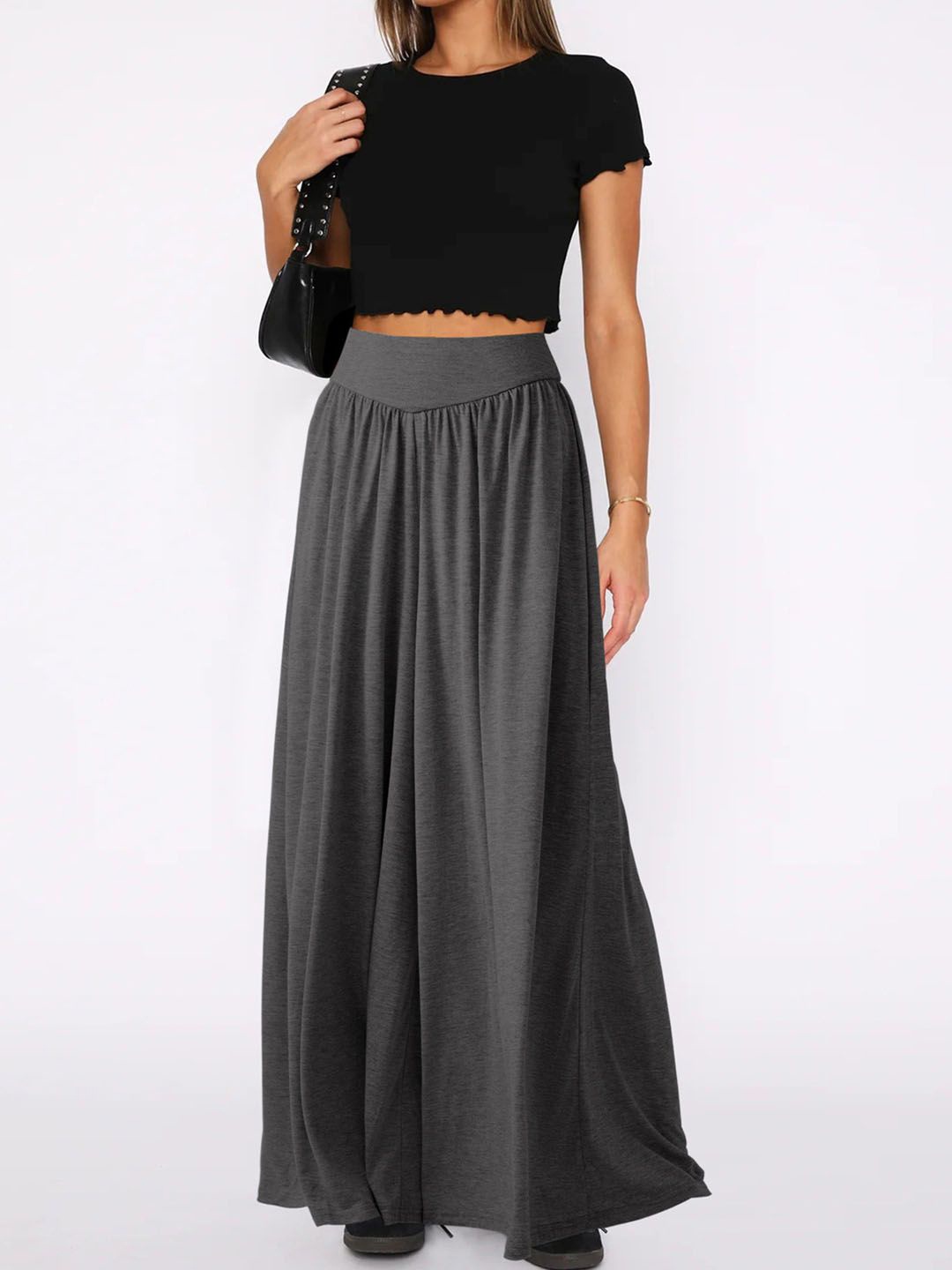 

StyleCast Women A-Line Maxi Skirt, Grey