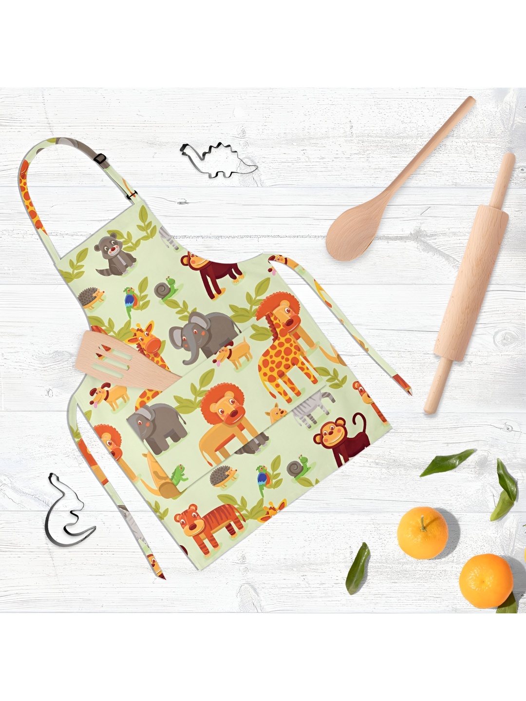 

ArtzFolio Kids Green & Yellow Printed Cotton Aprons