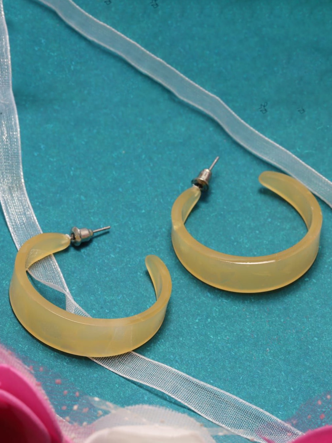 

Maansh Circular Half Hoop Earrings, Yellow