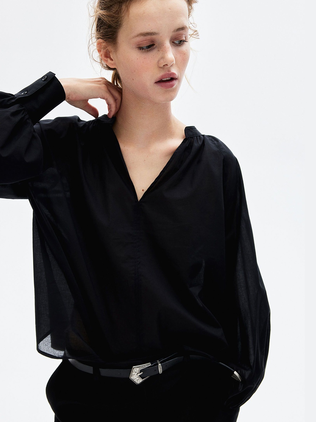 

H&M Balloon-Sleeved Tops, Black