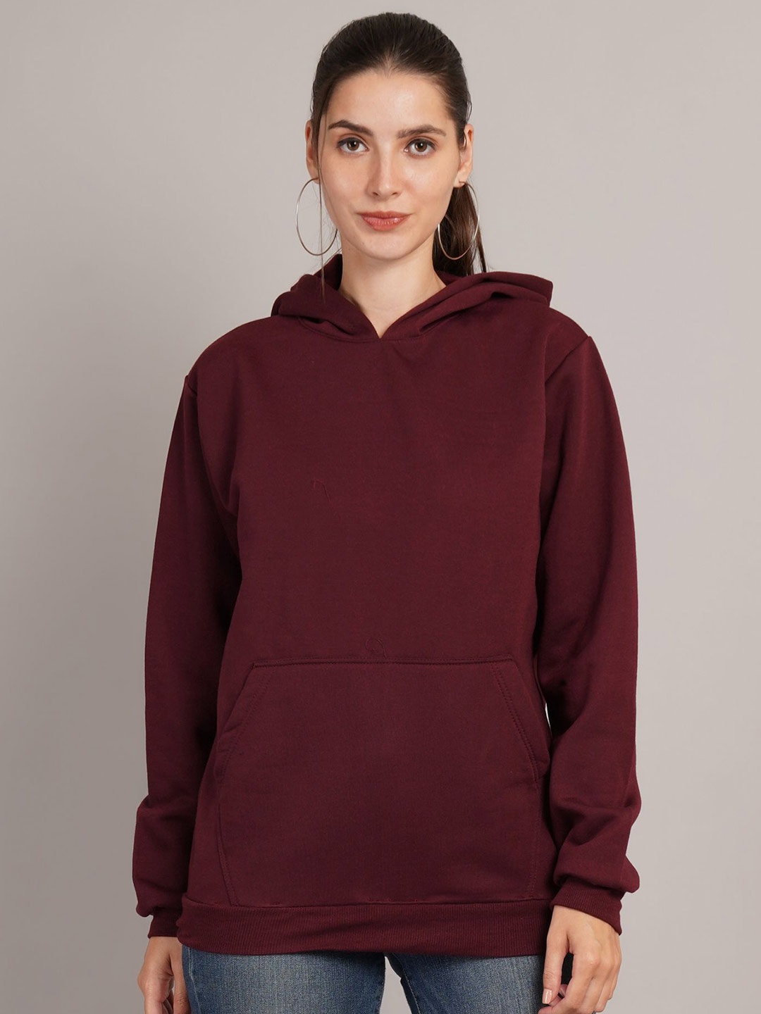 

Parona Women Full Sleeve Hooded Pullover Sweatshirt, Maroon