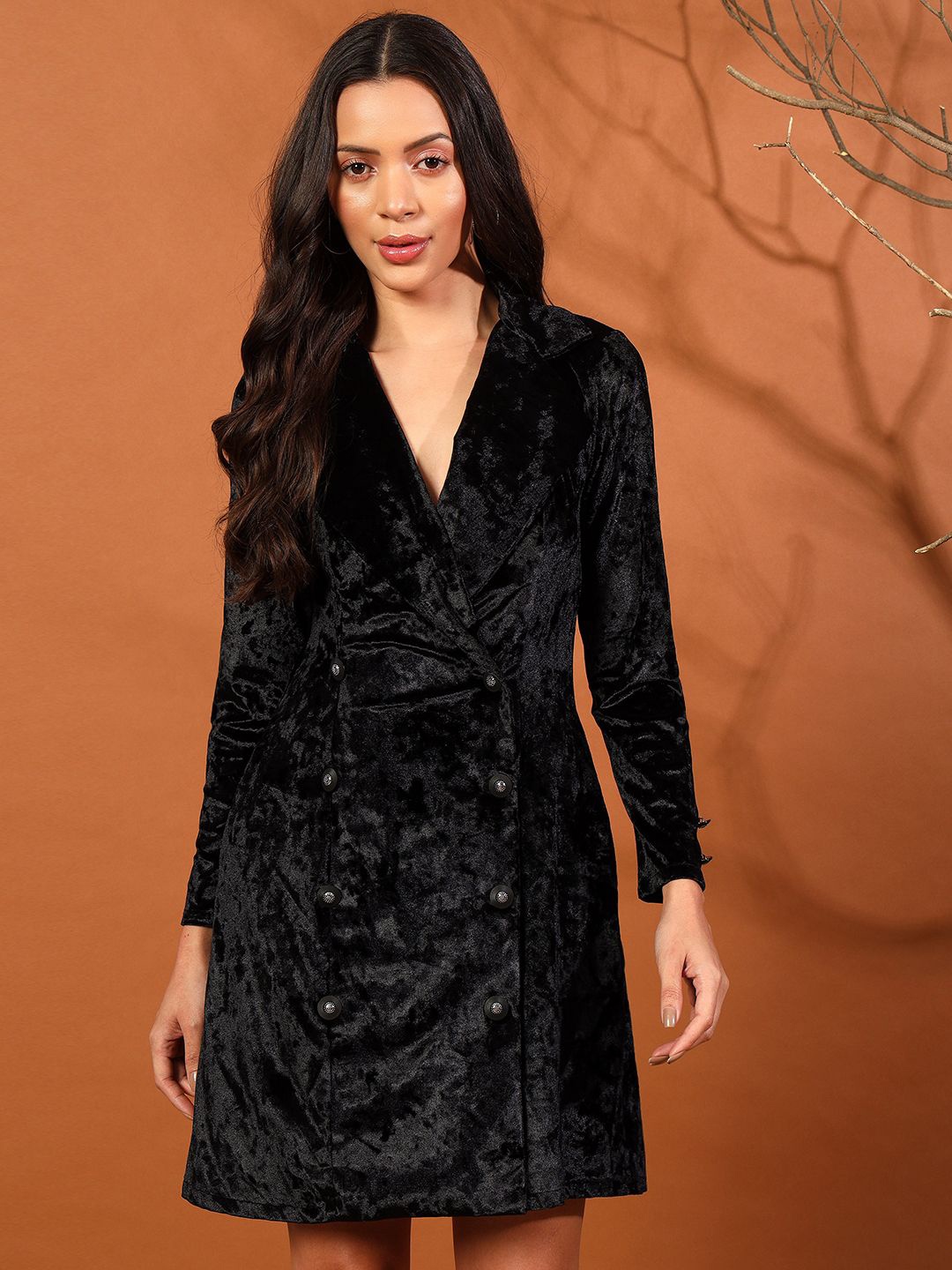 

WoowZerz V-Neck A-Line Long Sleeves Dress, Black