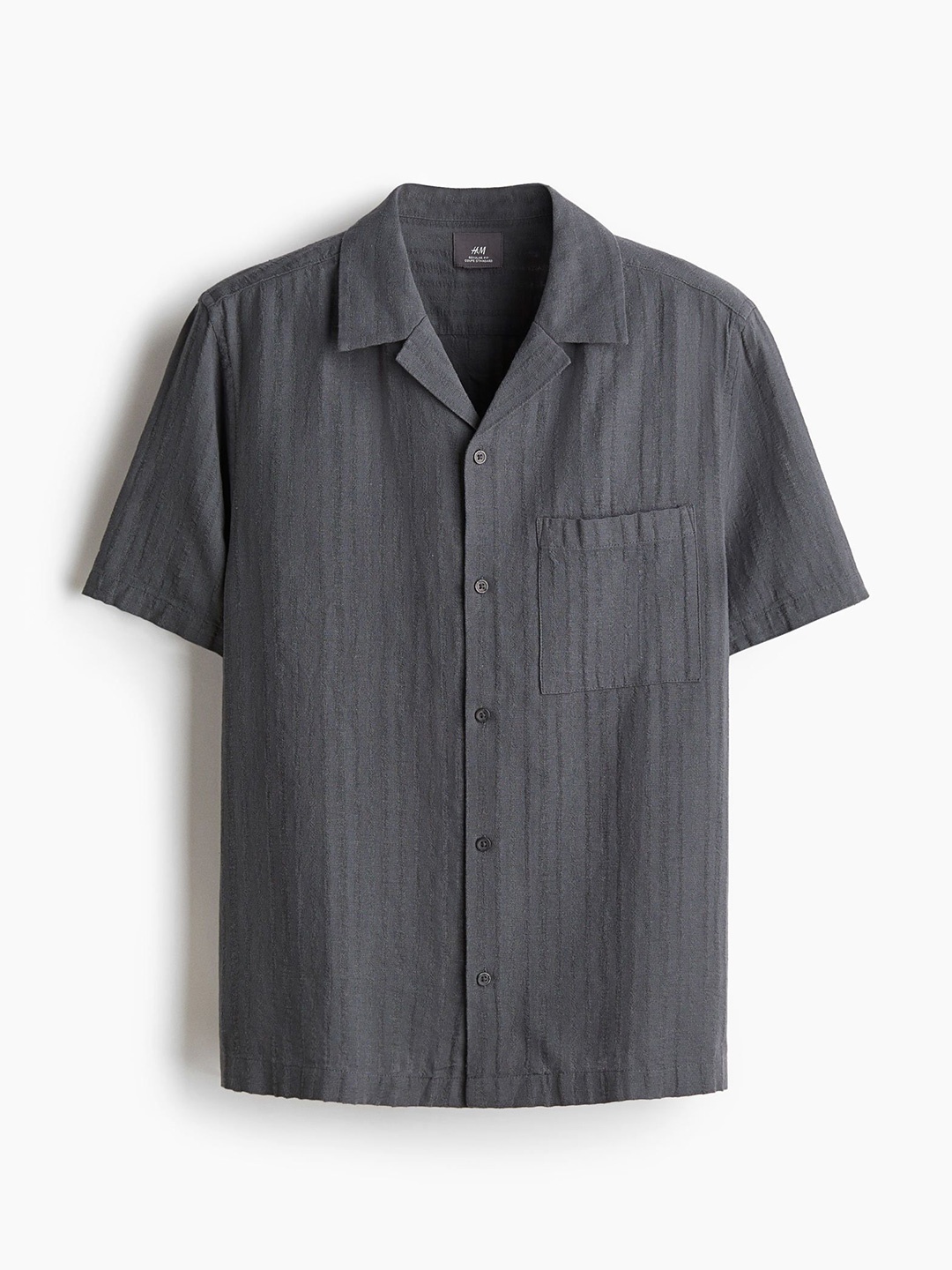 

H&M Men Textured-Weave Resort Shirt, Grey