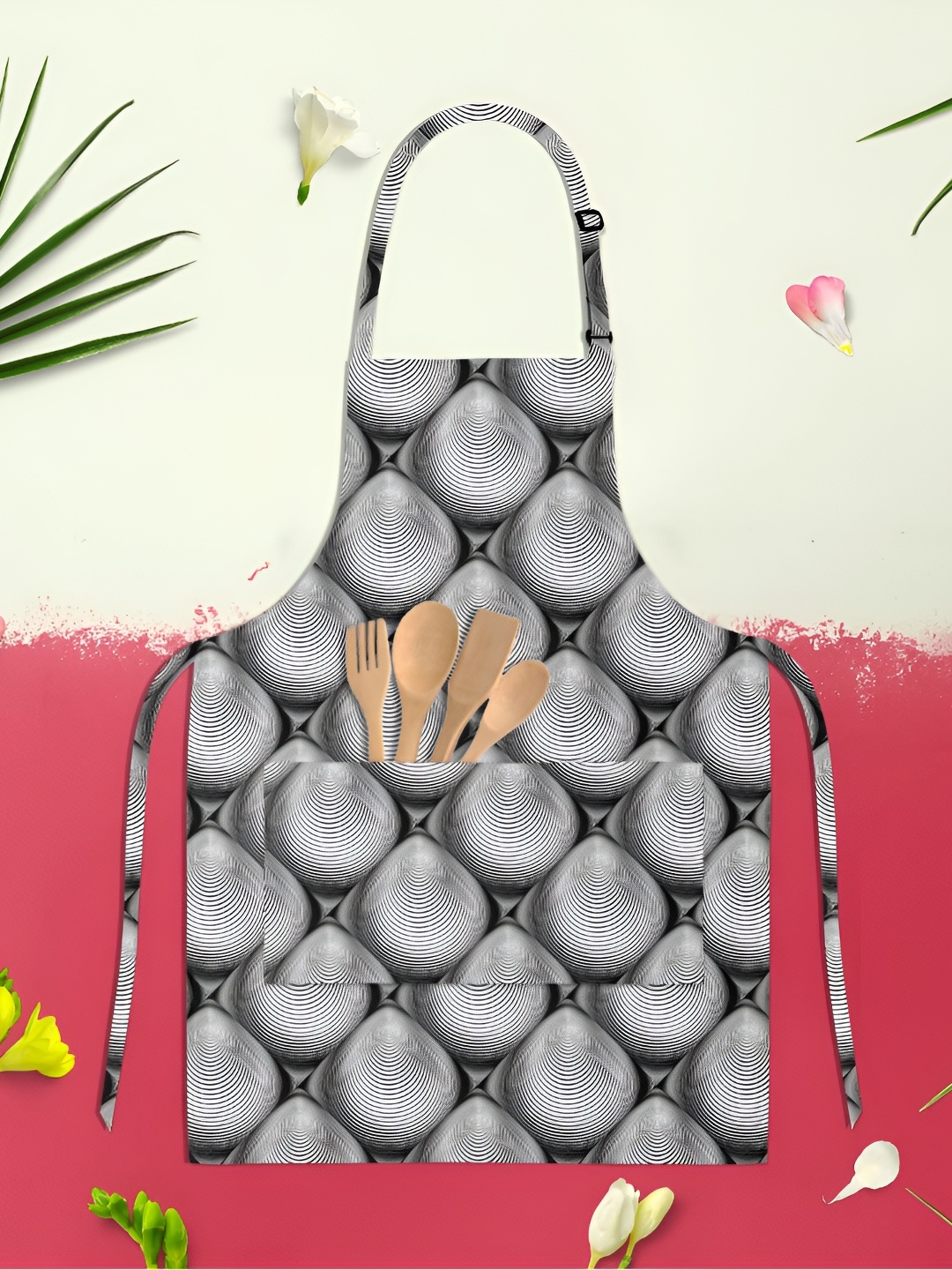 

ArtzFolio Black & Grey Printed Pure Cotton Apron