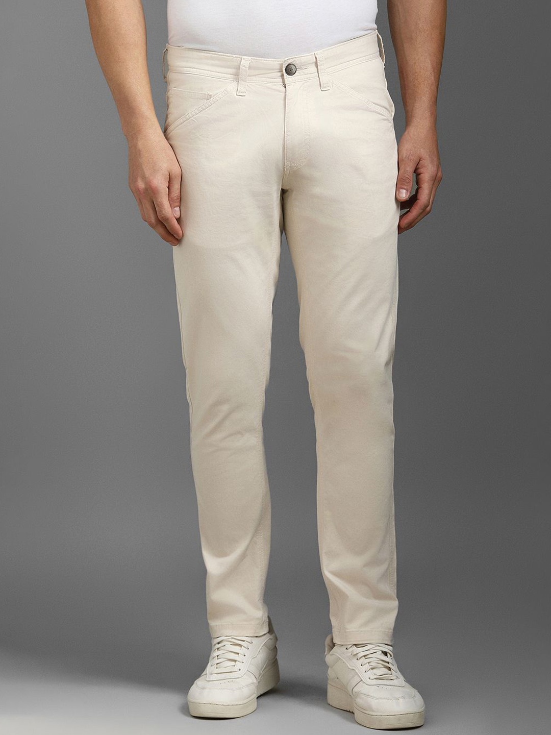 

Louis Philippe Jeans Men Slim Fit Cotton Trousers, Beige