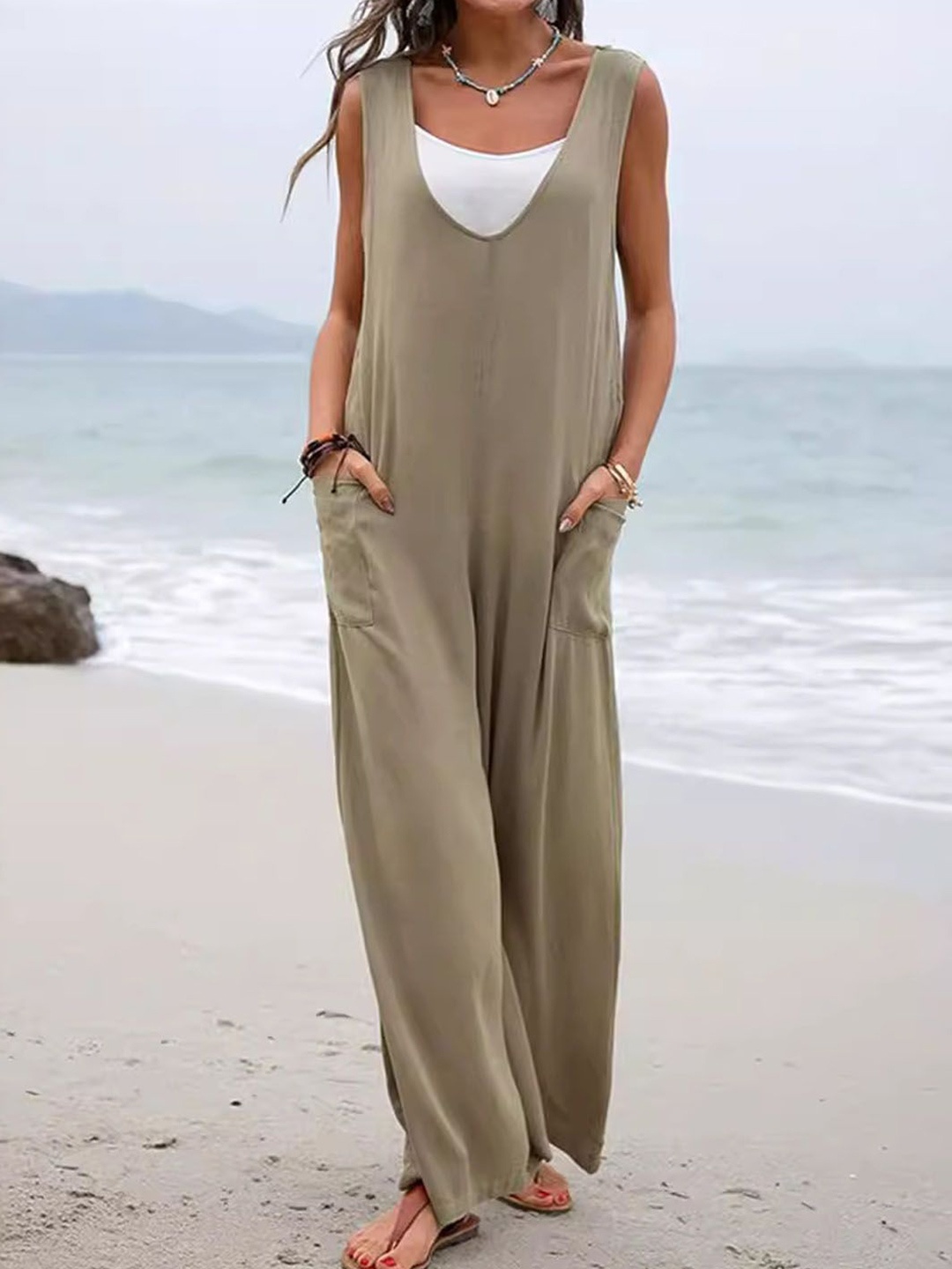 

StyleCast Women Solid Basic Jumpsuit, Olive