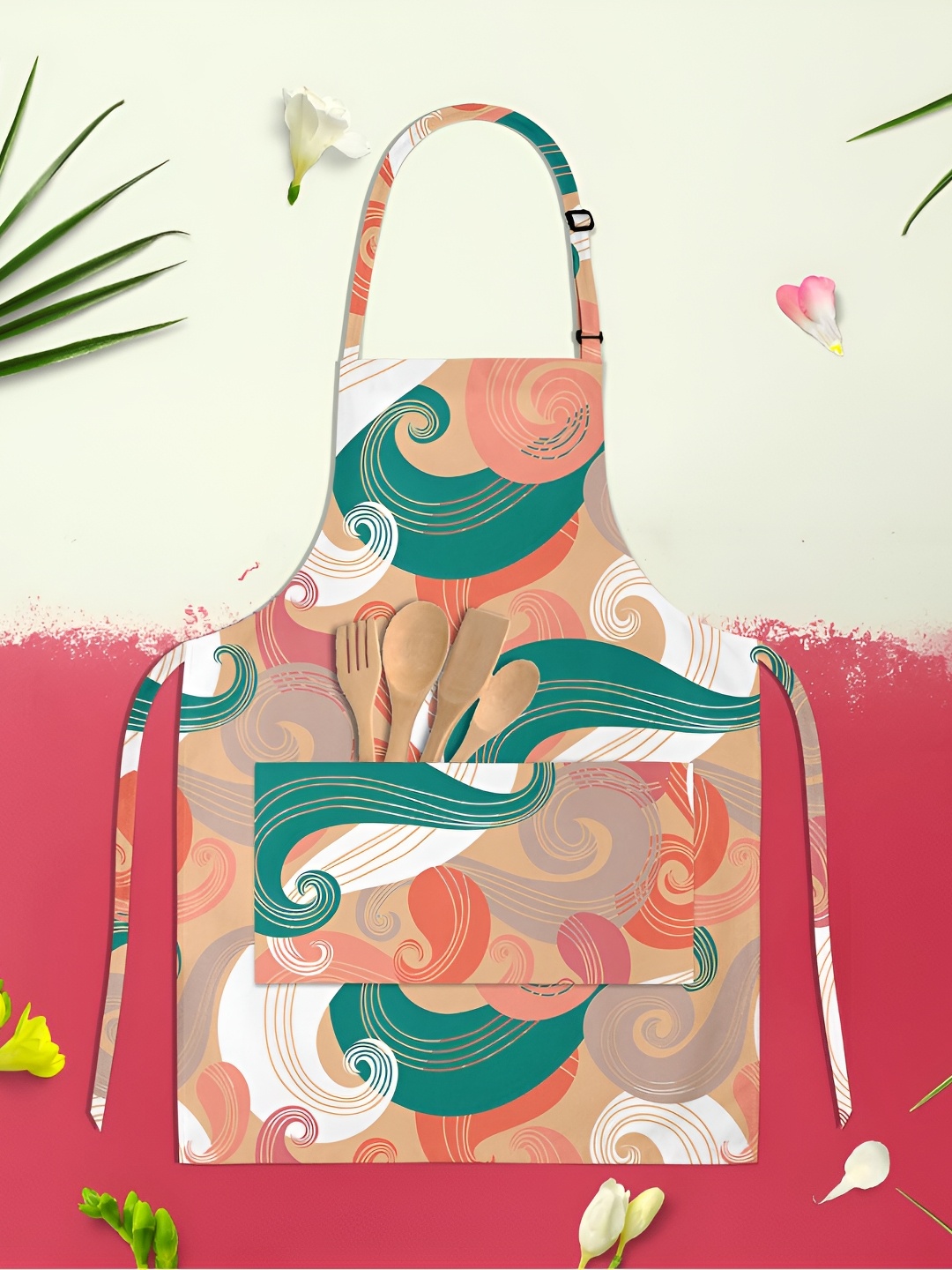 

ArtzFolio Kids Teal-Blue & Brown Printed Cotton Aprons