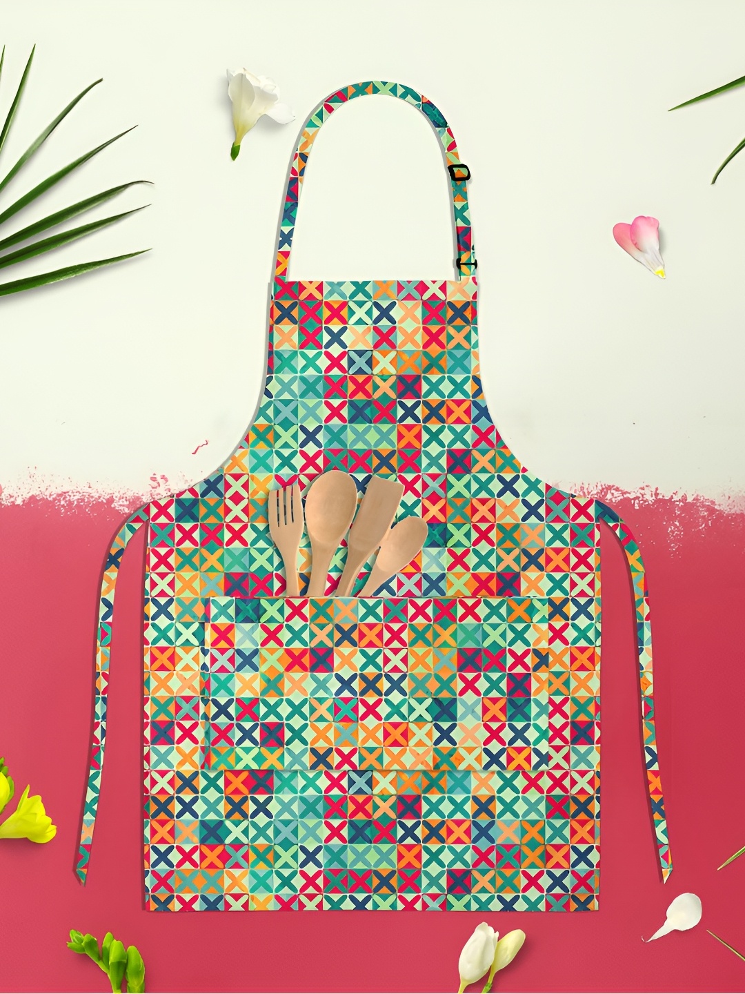 

ArtzFolio Blue & Red Printed Cotton Aprons