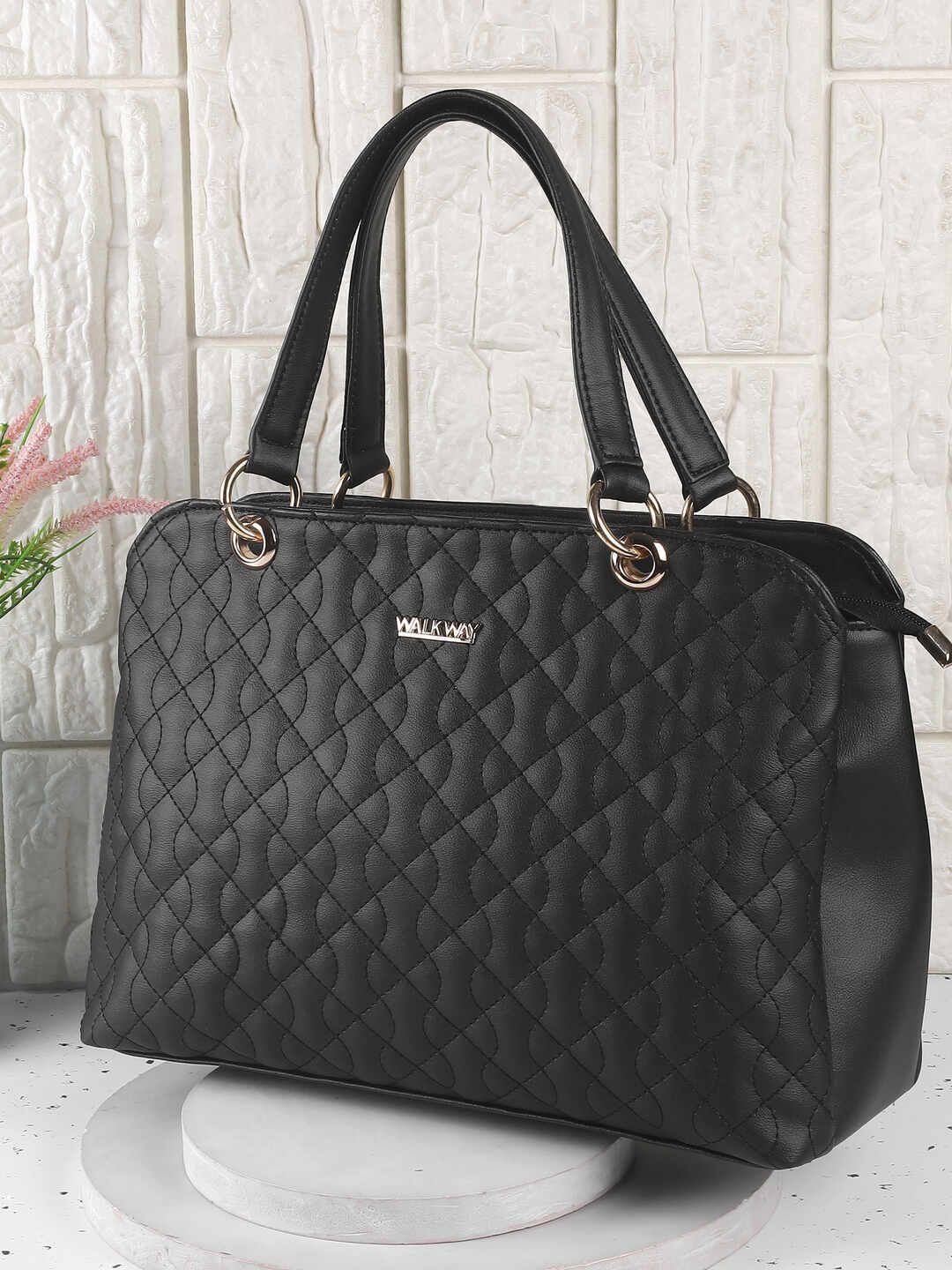 

WALKWAY by Metro Structured Handheld Bag with Quilted, Black