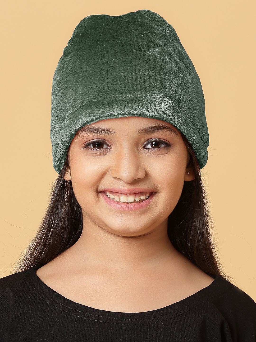 

KLOTTHE Girls Woollen Beanie Caps, Green