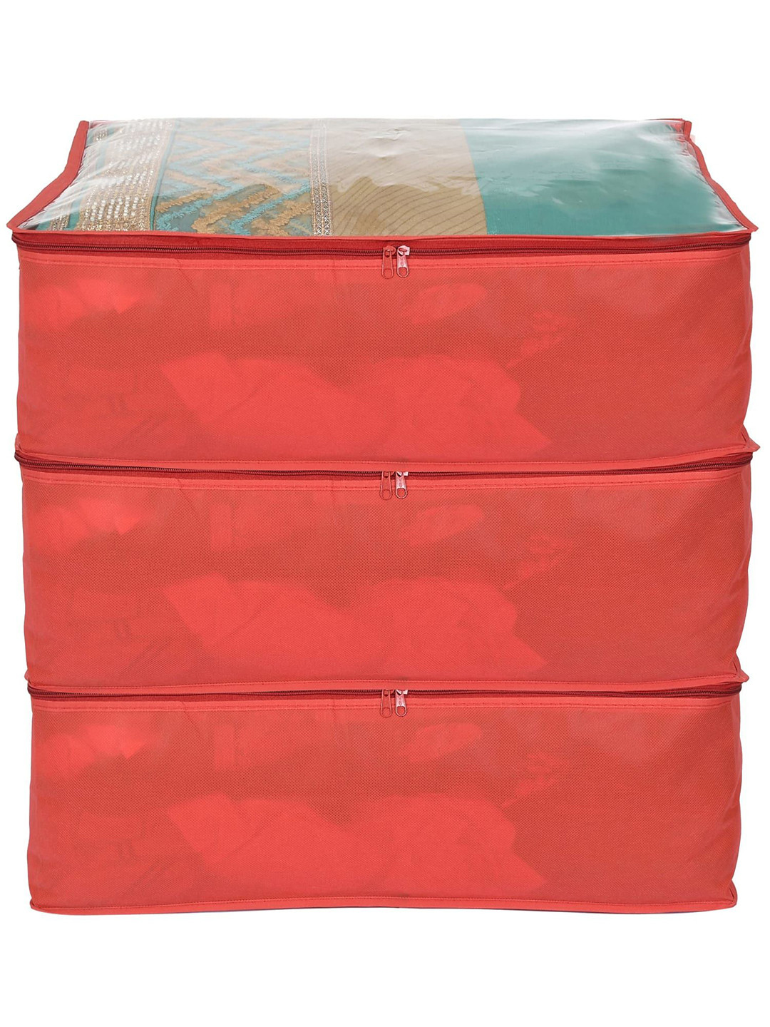 

Kuber Industries Red 3 Pieces Saree Organiser
