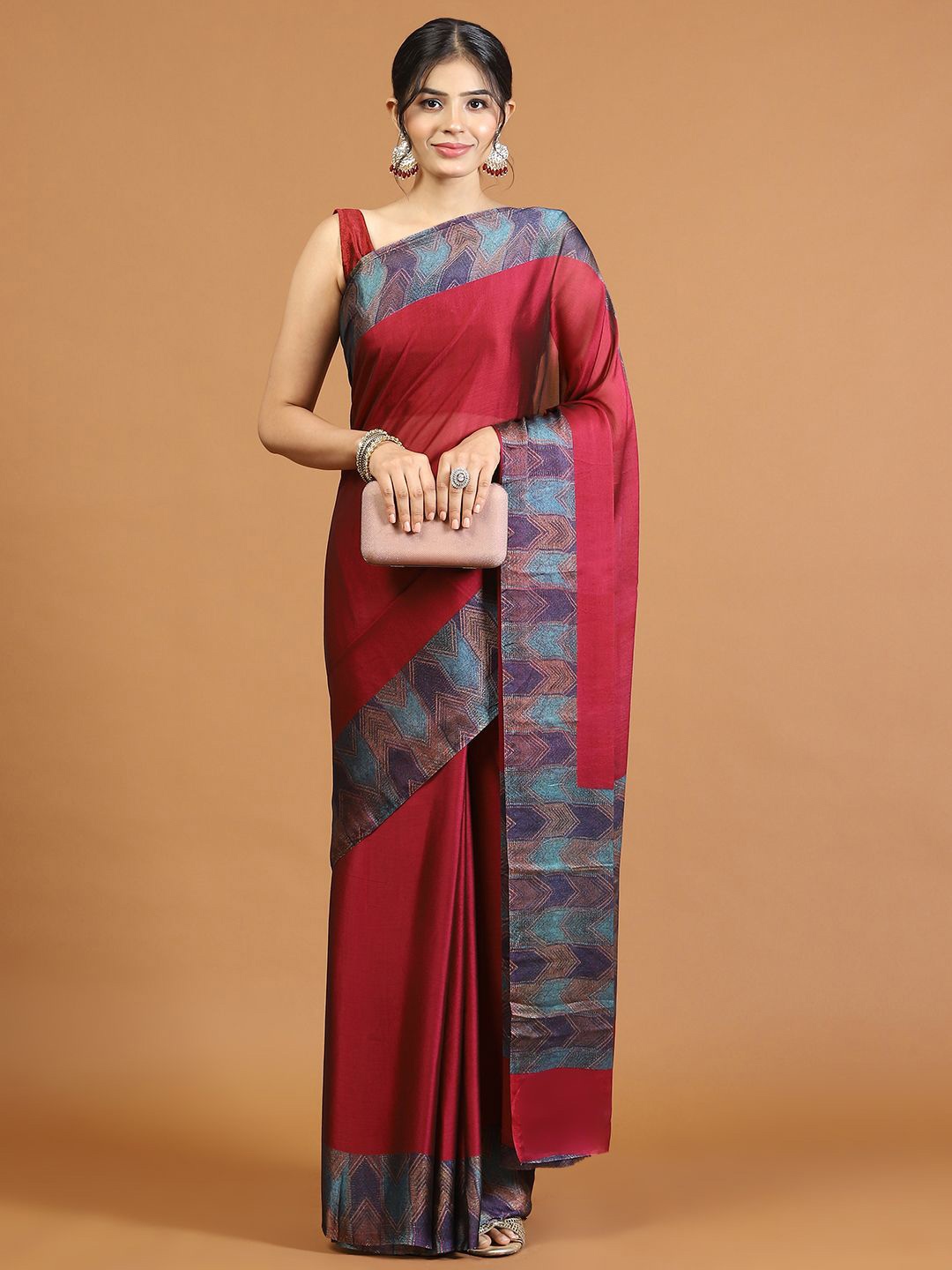 

Meena Bazaar Saree, Red