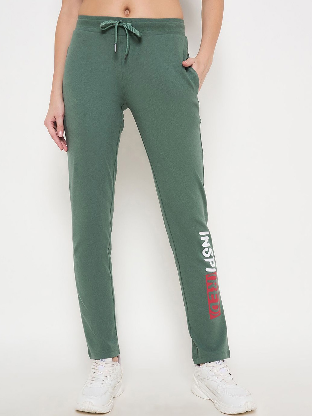 

MADAME M SECRET Women Regular Fit Mid Rise Cotton Track Pants, Green