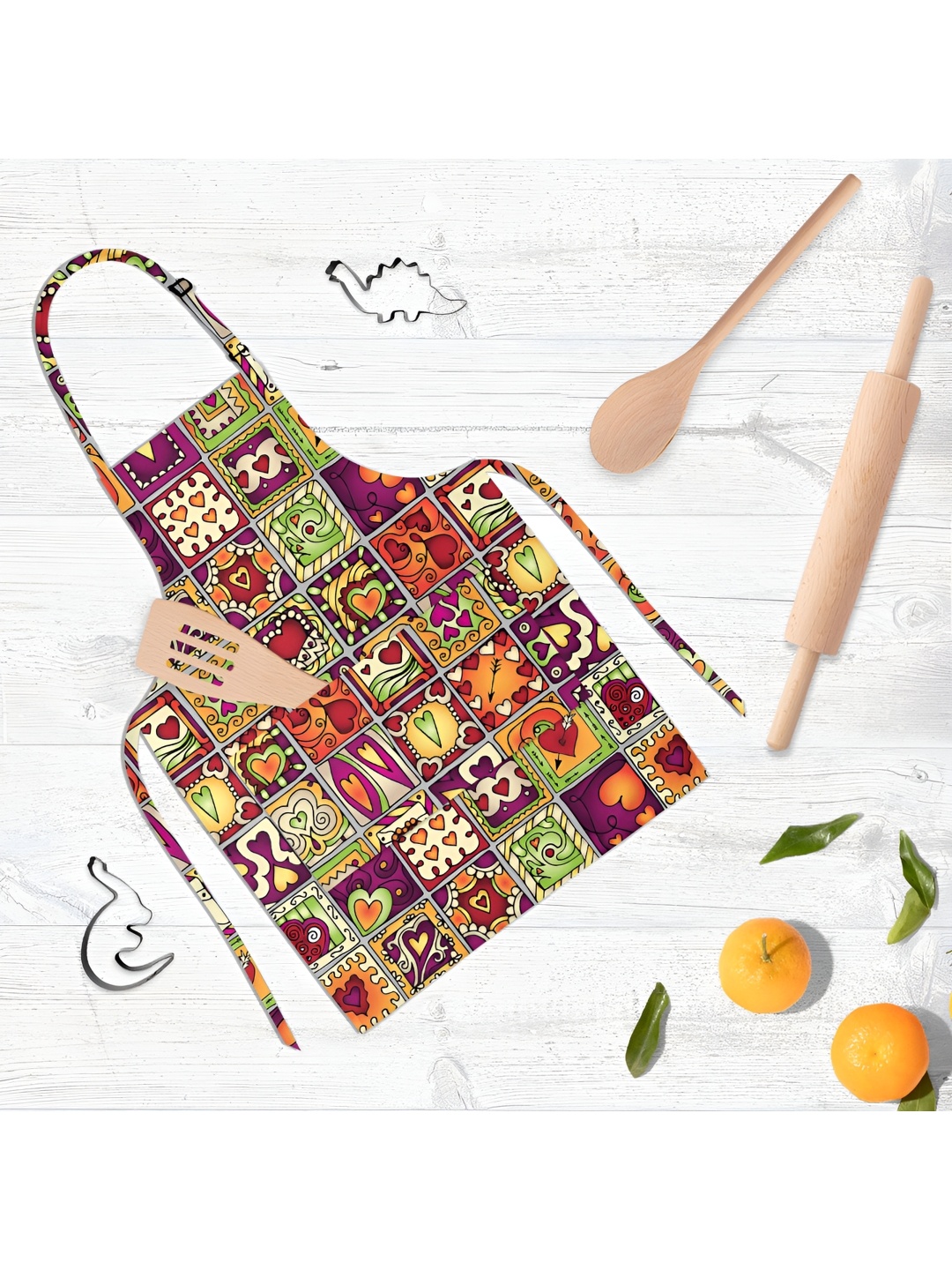 

ArtzFolio Doodle Drawing Maroon & Green Printed Cotton Apron