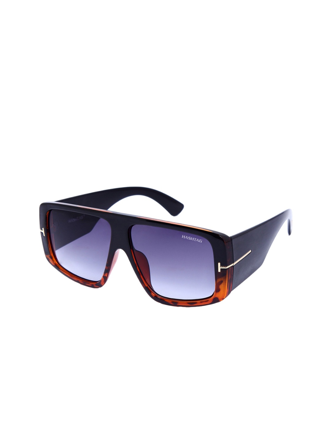

HASHTAG EYEWEAR Unisex Oversized UV Protected Lens Sunglasses KGFT(14)-98171-C2-Havana, Purple