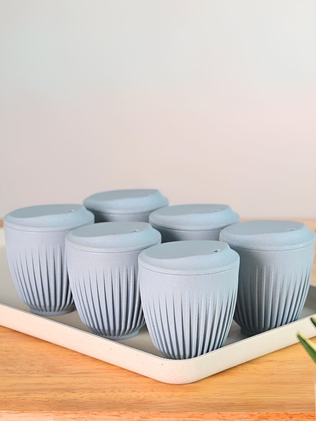 

eha Blue 6 Pieces Textured Matte Mugs 250 ml