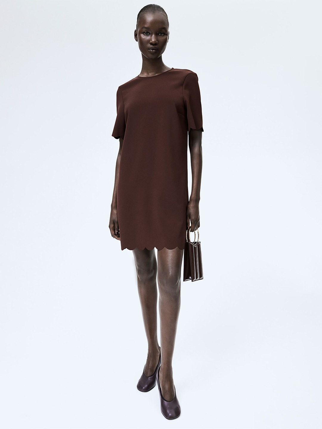

H&M A-Line Mini Dress, Brown