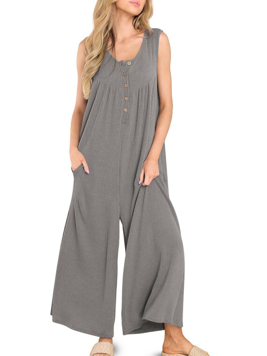 

StyleCast Women Striped Basic Jumpsuit, Grey