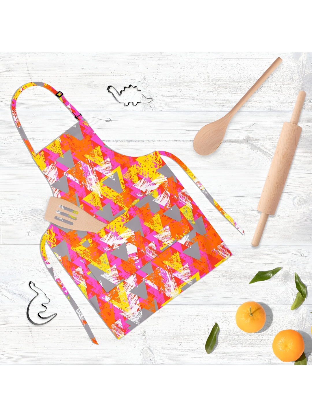 

ArtzFolio Kids Orange Colored & Grey Printed Cotton Aprons