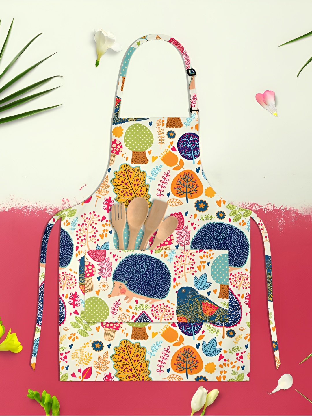 

ArtzFolio Kids Light-Yellow & Blue Printed Cotton Aprons