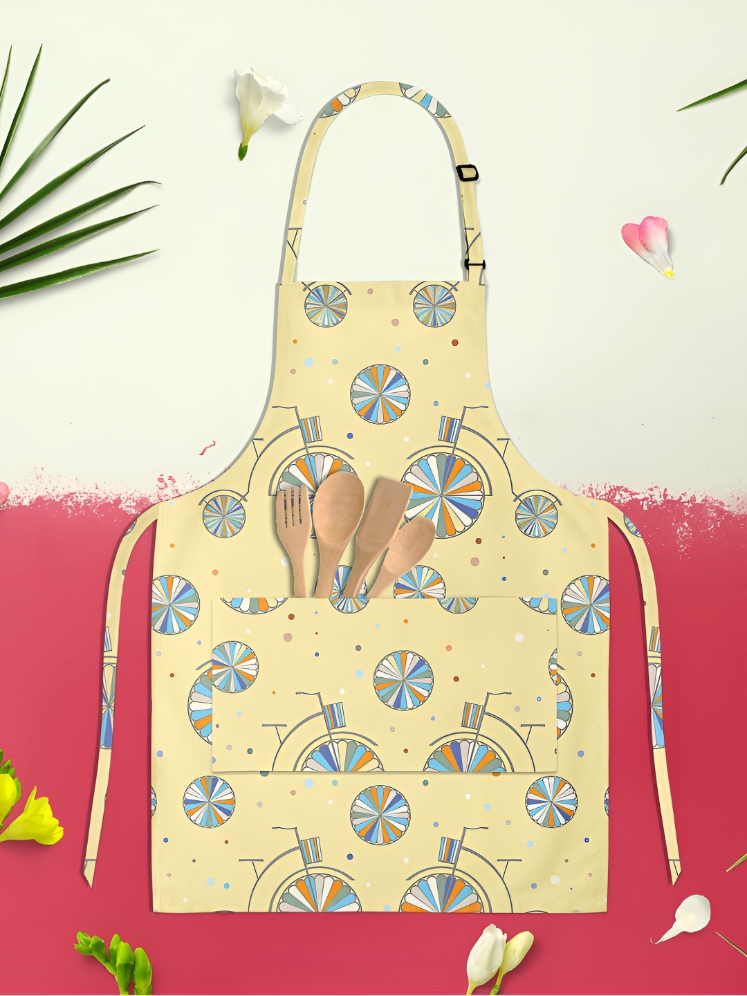 

ArtzFolio Yellow & Blue Printed Pure Cotton Apron