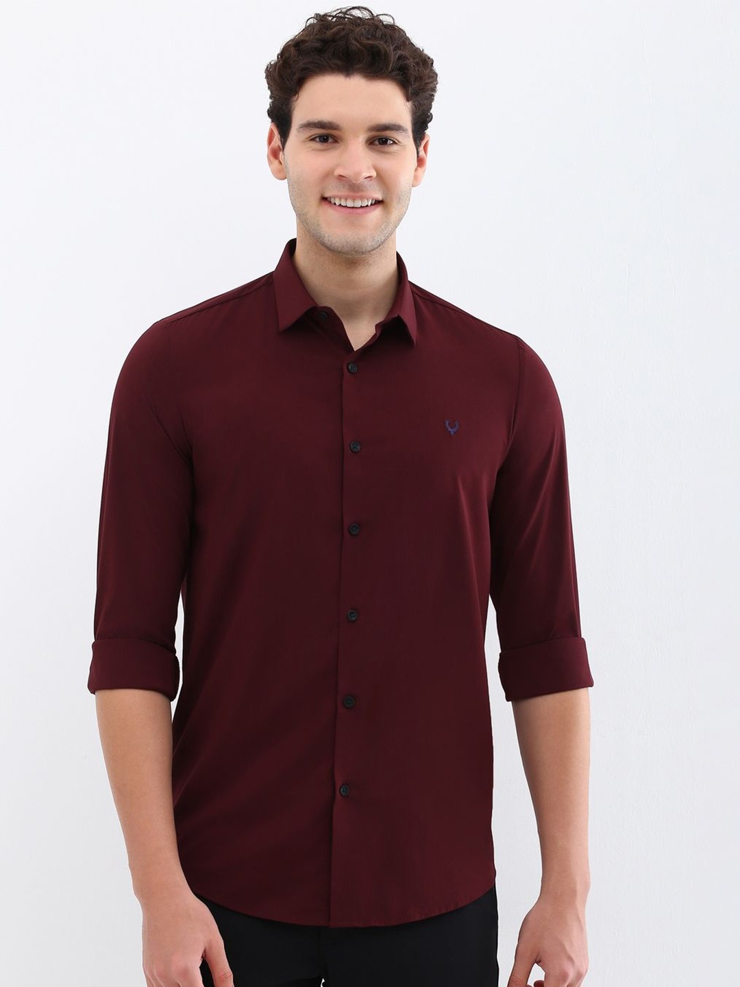 

Allen Solly Men Spread Collar Solid Slim Fit Casual Shirt, Maroon