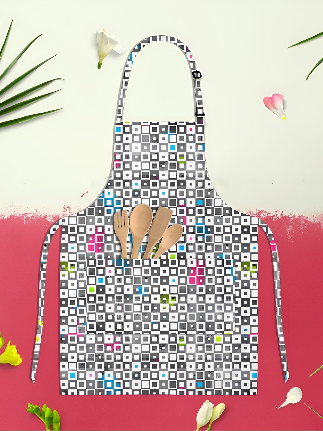 

ArtzFolio Kids White & Grey Printed Cotton Aprons