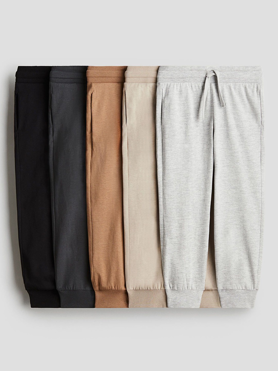 

H&M Boys 5-Pack Cotton Joggers, Beige
