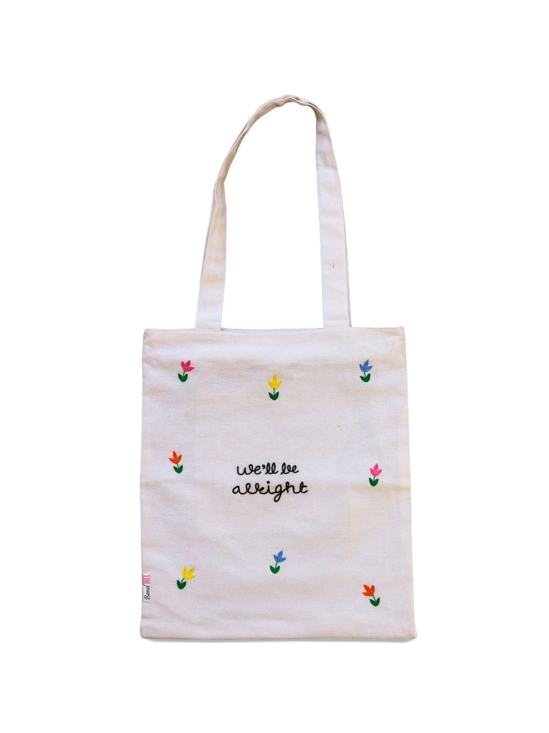 

BandBox Women Floral Printed Shopper Cotton Tote Bag, White