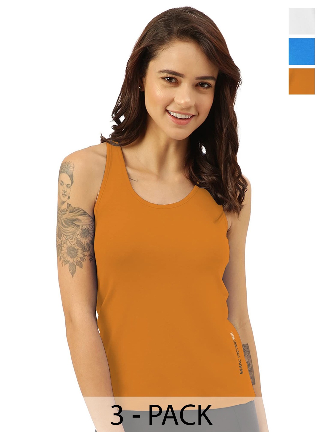 

FREECULTR Women Pack Of 3 Tank Top, White