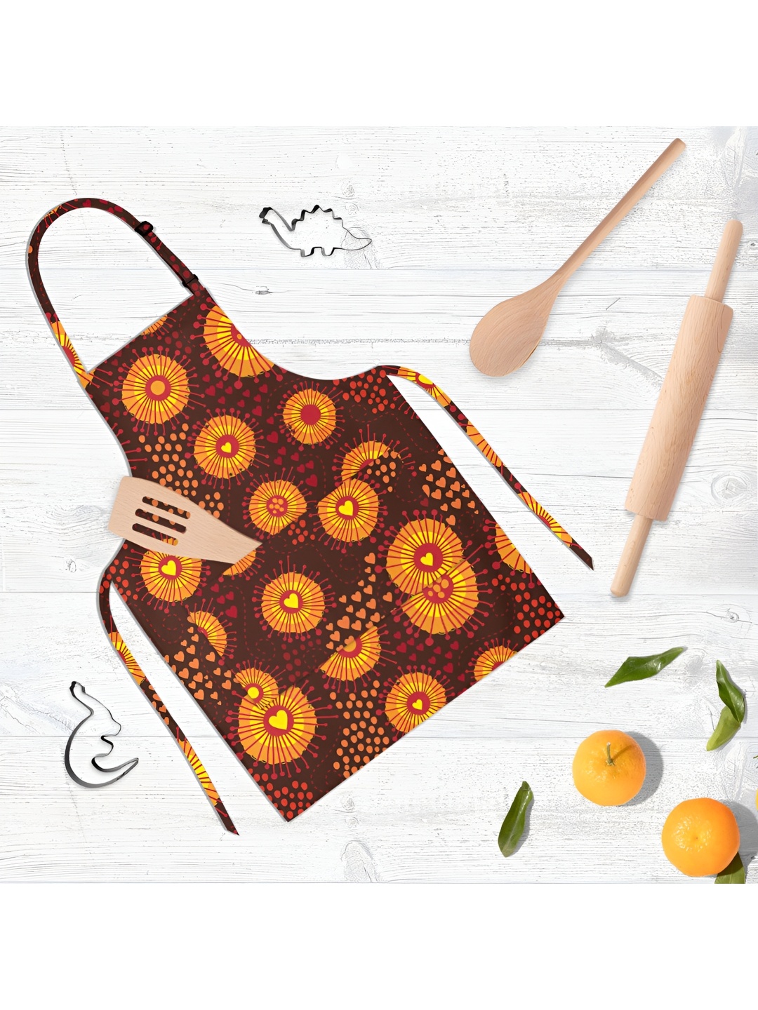 

ArtzFolio Brown & Yellow Printed Cotton Apron