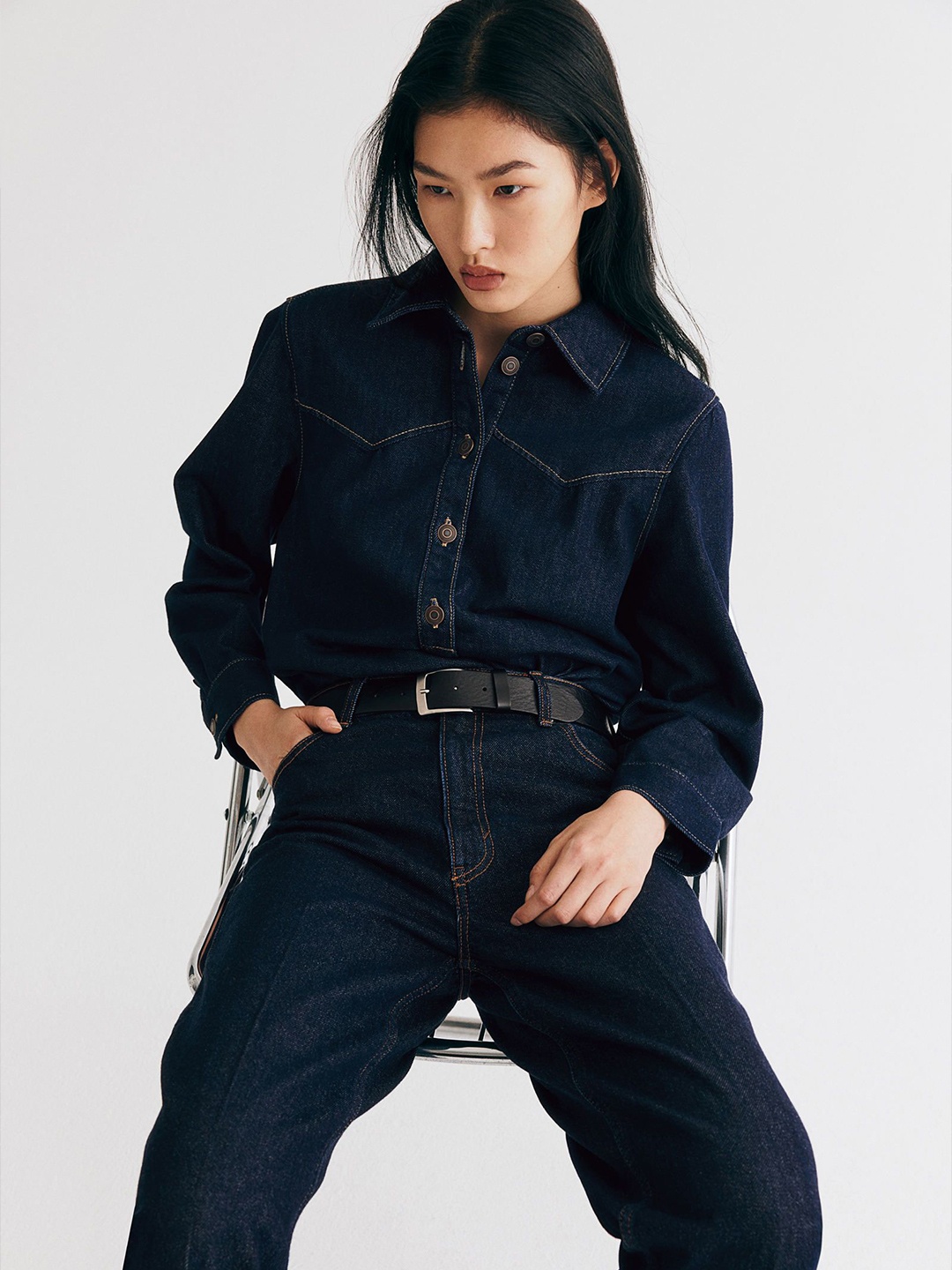 

H&M Popover Denim Shirt, Blue