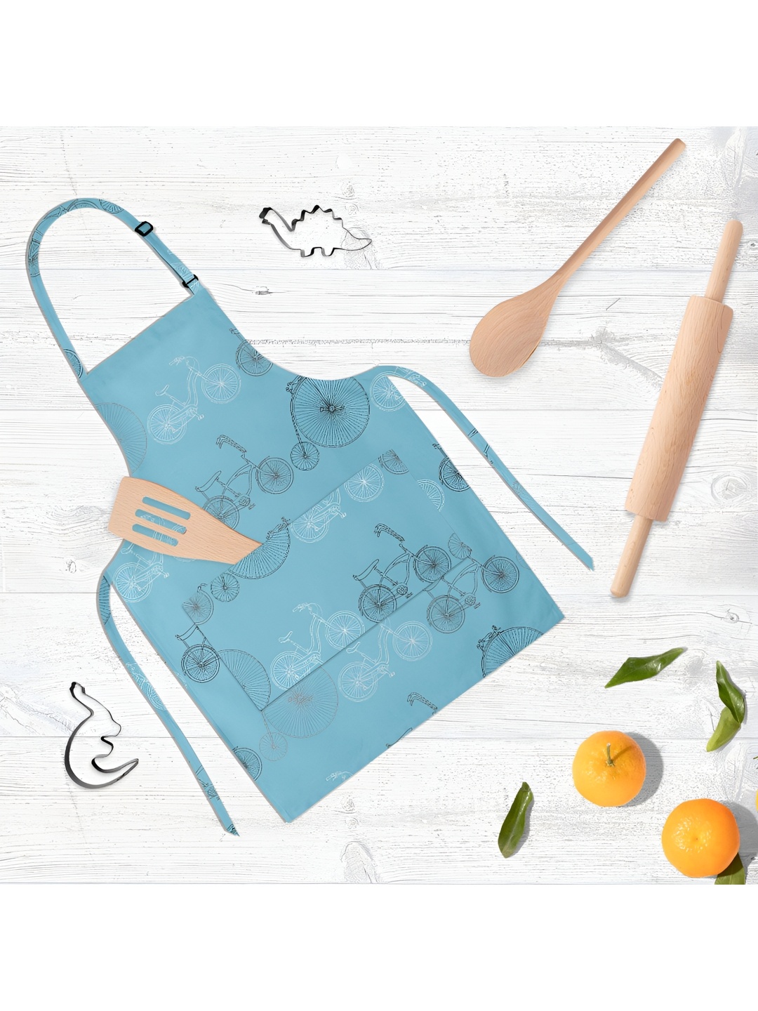 

ArtzFolio Kids Blue & White Printed Cotton Aprons