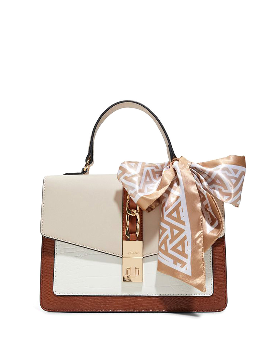 

ALDO Women Colourblocked Structured Handheld Bag, Brown