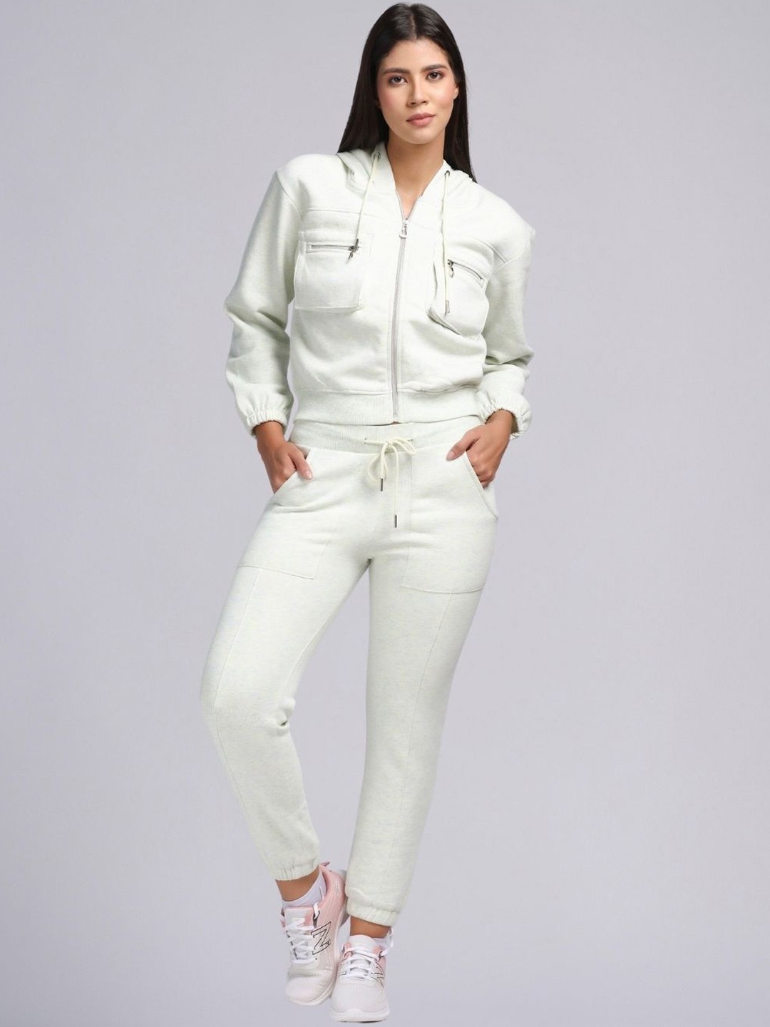 

PUREMIST Self Design Sweatshirt With Trouser Co-Ords, White